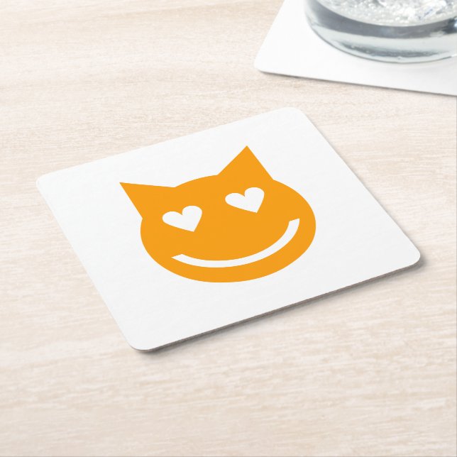 Heart Shaped Eyes Emoji Square Paper Coaster (Angled)