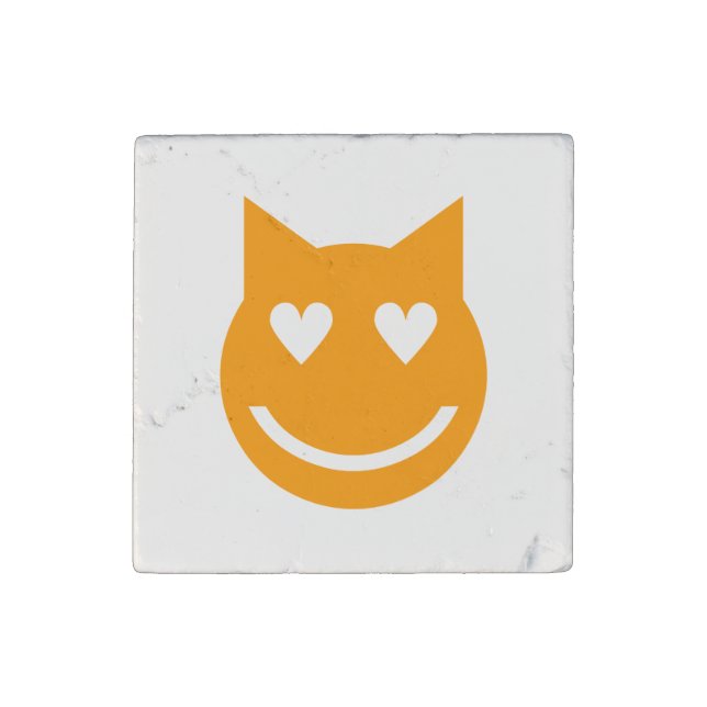 Heart Shaped Eyes Emoji Stone Magnet (Front)
