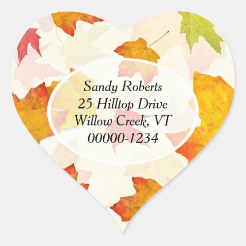 Heart Shaped Fall Return Address Labels