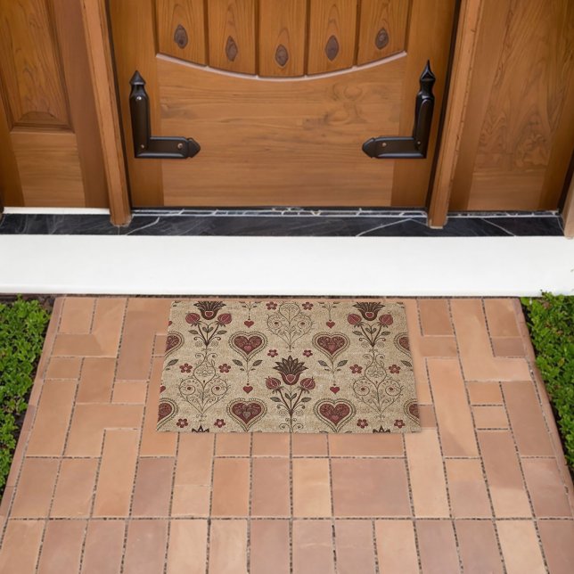 Heart Shaped  Fiber Doormat (Insitu (Outdoor))