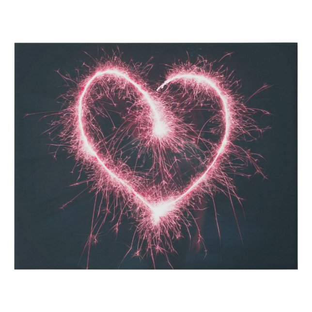 Heart-shaped fireworks faux canvas print (Front)