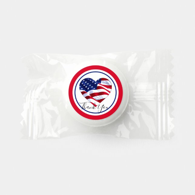 Heart Shaped Flag | Patriotic Thank You Mints Life Saver® Mints (Front)