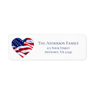 Heart Shaped Flag | USA Return Address Label