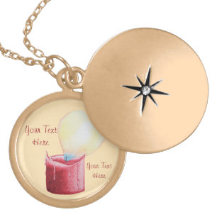 heart shaped flame burning red candle love gold plated necklace