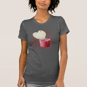heart shaped flame red candle and small red hearts T-Shirt