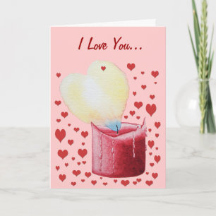 heart shaped flame red candle art valentines day holiday card