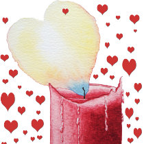 heart shaped flame red candle cutout