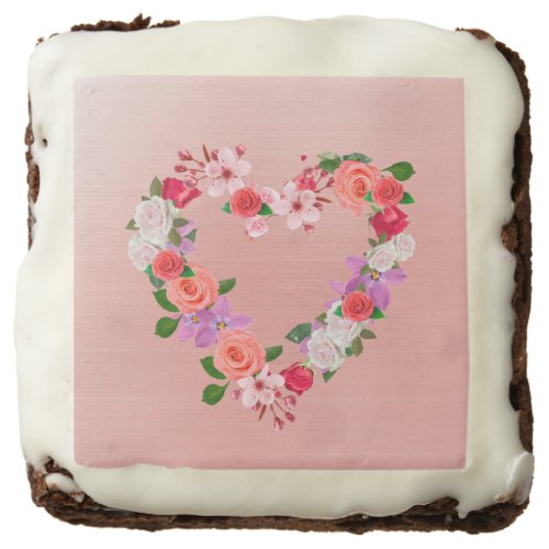 Heart Shaped Floral Bouquet Of Love Brownie