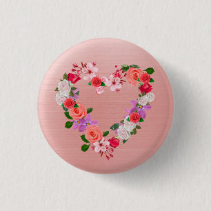 Heart Shaped Floral Bouquet Of Love Button