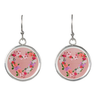 Heart Shaped Floral Bouquet Of Love Earrings