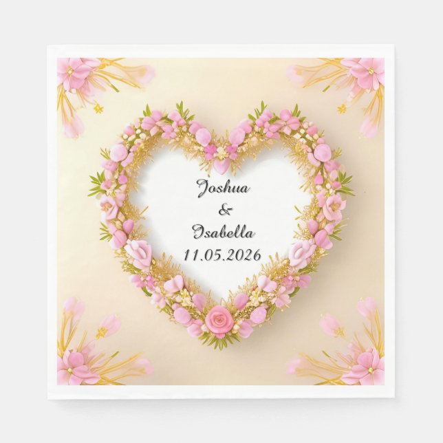 Heart Shaped Floral Frame Napkins (Front)