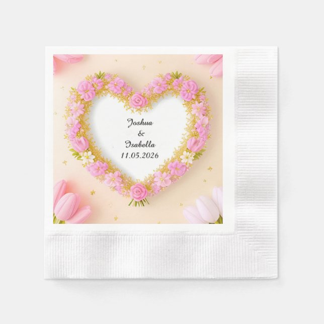Heart Shaped Floral Frame Napkins (Front)