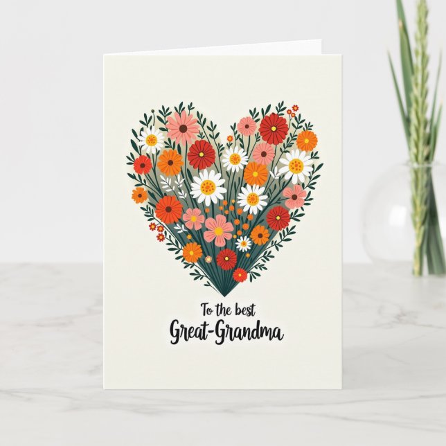 Heart Shaped Floral Mothers Day Card (Front)