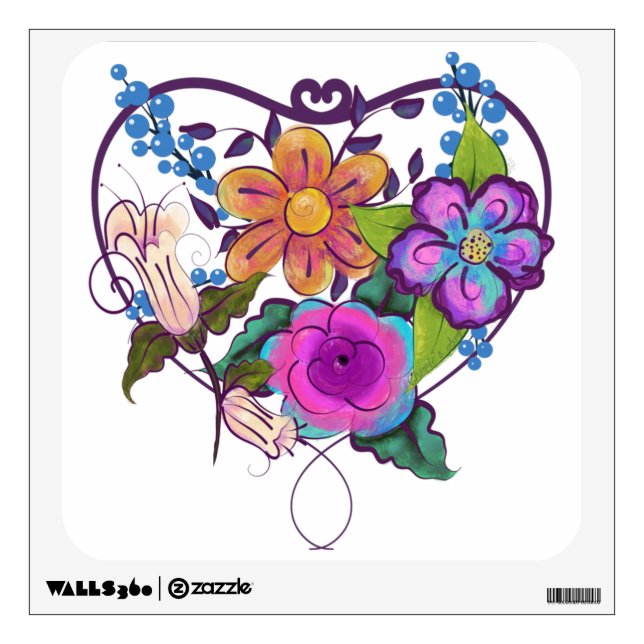 Heart Shaped Floral Motiff Wall Decal (Front)