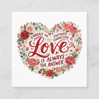 Heart-Shaped Floral Typography Square Business Card