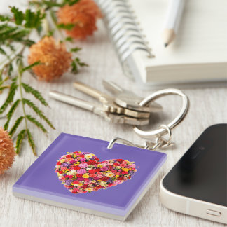 Heart-shaped Floral Valentine Love Arrangement Keychain
