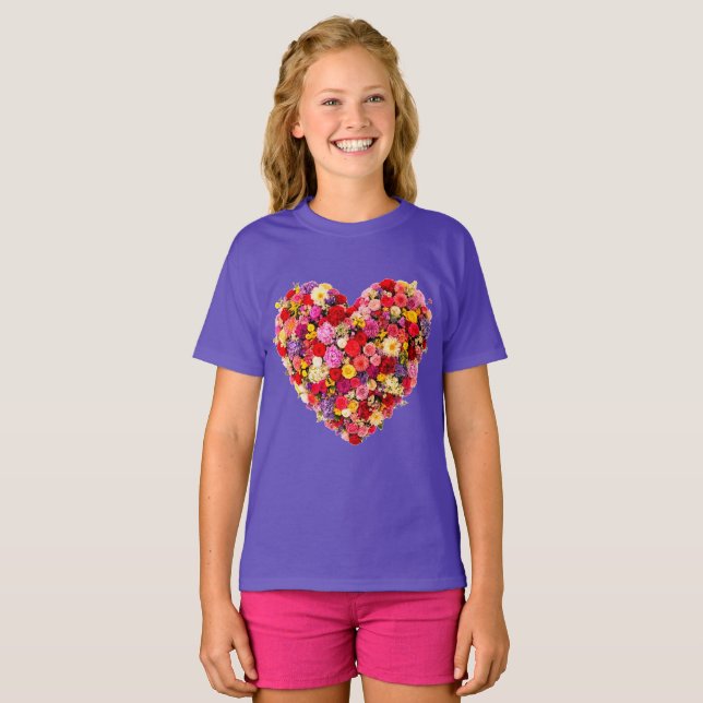 Heart-shaped Floral Valentine Love Arrangement T-Shirt (Front Full)