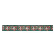 Heart-shaped Floral Wreath - Santa Claus Ribbon