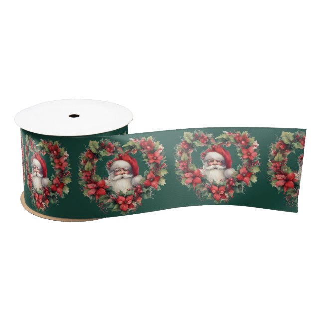 Heart-shaped Floral Wreath - Santa Claus Ribbon (Spool)