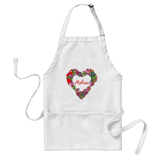 Heart Shaped Flowers Adult Apron (Front)