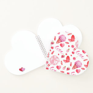Heart Shaped Flowers & Love Spiral Notebook