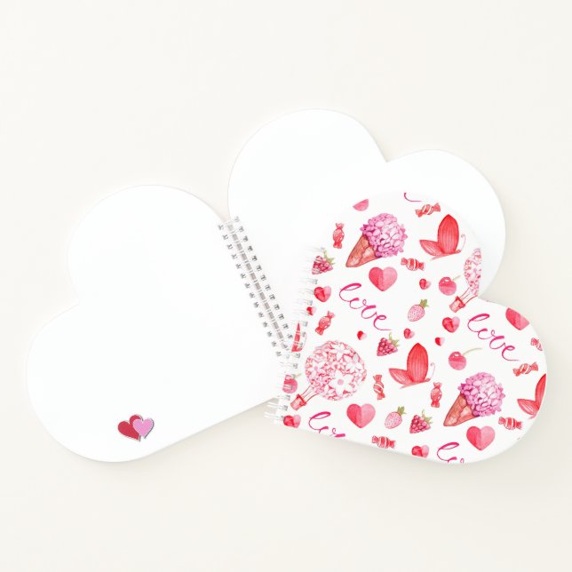Heart Shaped Flowers & Love Spiral Notebook (Inside)