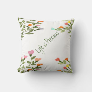 Heart Shaped Flowers Throw Pillow