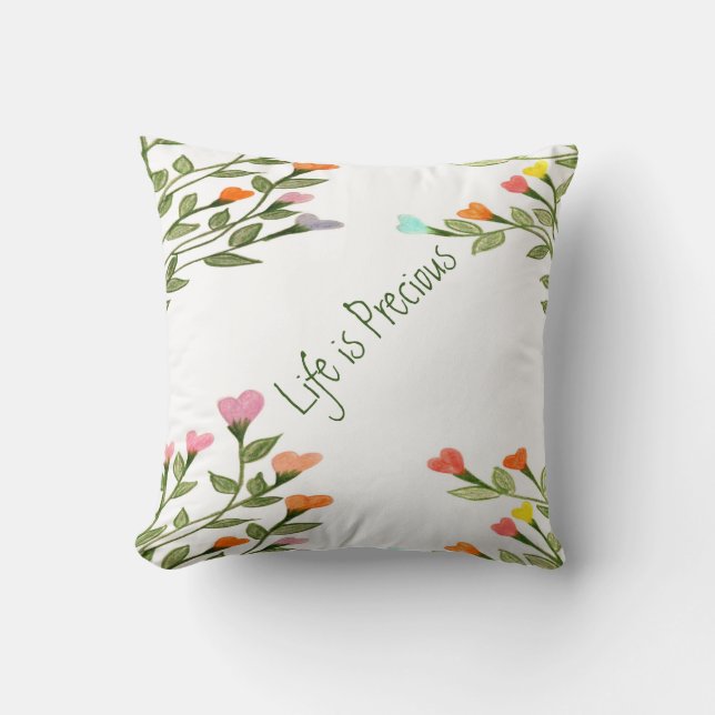 Heart Shaped Flowers  Throw Pillow (Front)