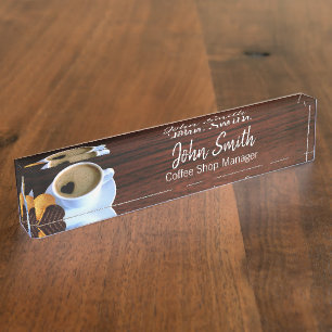 Heart Shaped Foam Coffee Cup Cookie Coffee Shop Desk Name Plate