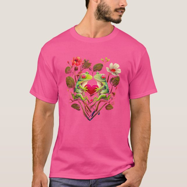 Heart-Shaped Frog Valentine'S Day T-Shirt (Front)