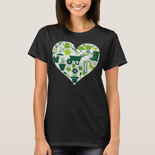 Heart Shaped Gardening Tools for Garden T-Shirt (Front)