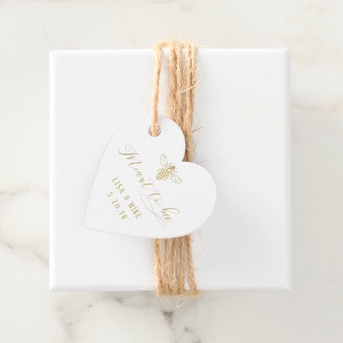 Heart Shaped Gold Meant to Bee Wedding Favor Tags