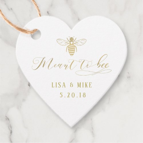 Heart Shaped Gold Meant to Bee Wedding Favor Tags