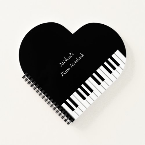 Heart Shaped Grand Piano Personalized Musicians Notebook