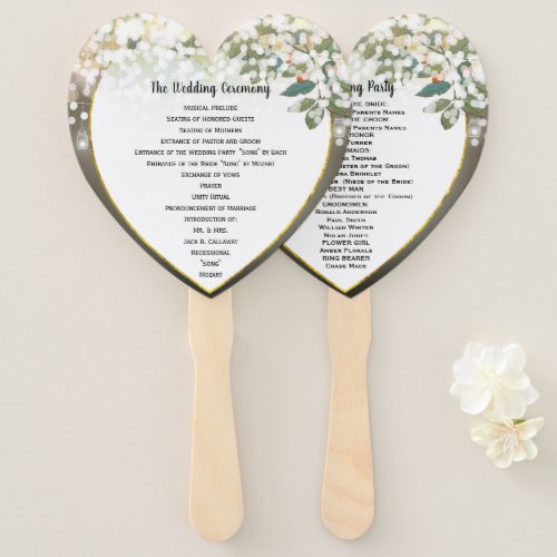Heart Shaped Green Leaf Tree Wedding Program Fan