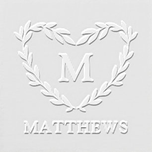 Heart Shaped Greenery Wreath Name & Monogram Embosser