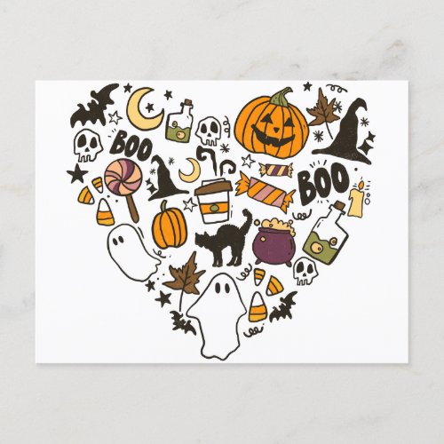 Heart Shaped Halloween Photo Collage Halloween Holiday Postcard