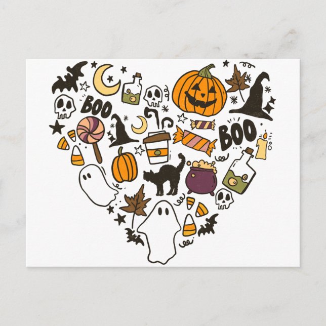 Heart Shaped Halloween Photo Collage Halloween Holiday Postcard (Front)