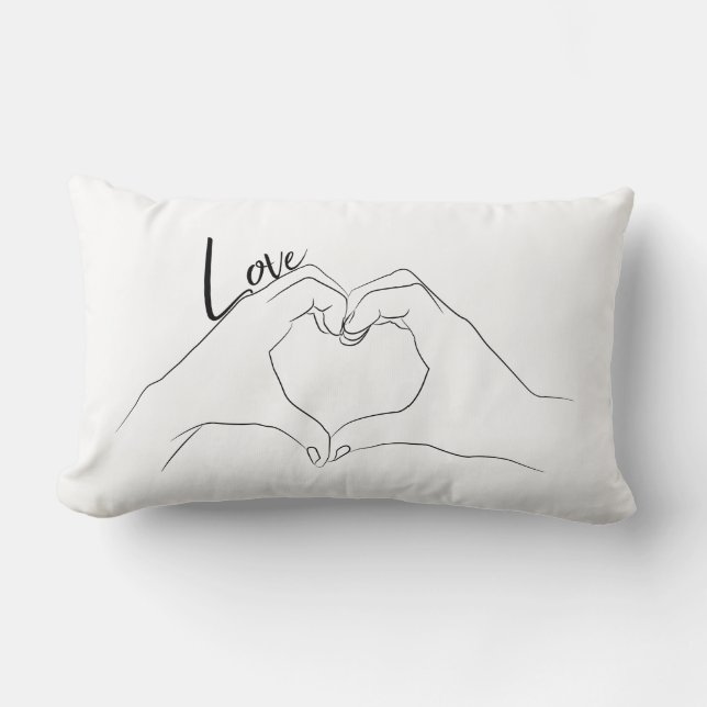 Heart Shaped Hands Minimal Line Art Cute Simple Lumbar Pillow (Front)