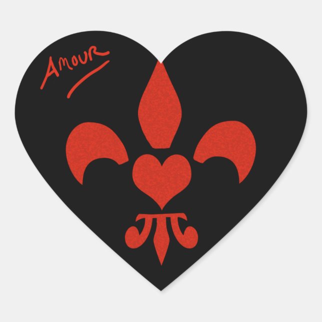 Heart Shaped Heart Fleur de Lis Amour Sticker (Front)