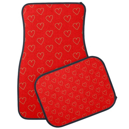 Heart shaped hearts on red car floor mat