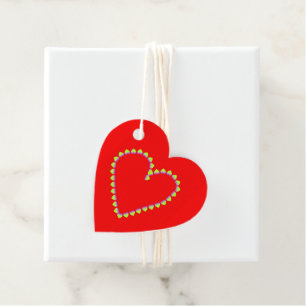Heart shaped hearts on red favor tags