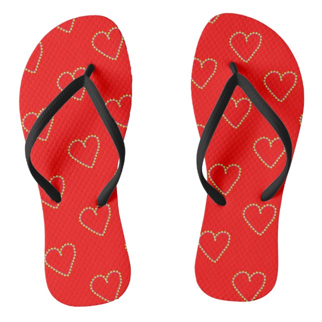 Heart shaped hearts on red flip flops (Footbed)
