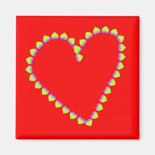 Heart shaped hearts on red magnet