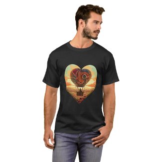 Heart-Shaped Hot Air Balloon with Happy Couple T-Shirt