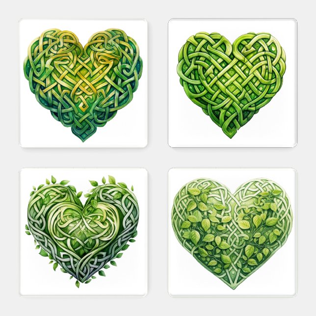 HEART SHAPED IRISH CELTIC KNOTS COASTER SET (Set)