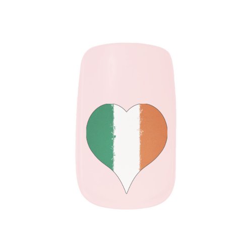 Heart Shaped Irish Flag with Pink Minx Nail Art