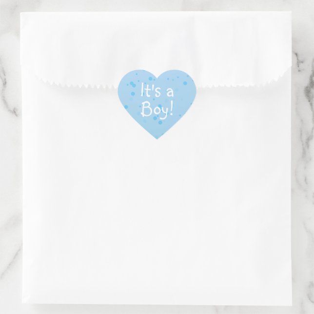 Heart Shaped It's a Boy! On Blue Inkspots Sticker (Bag)