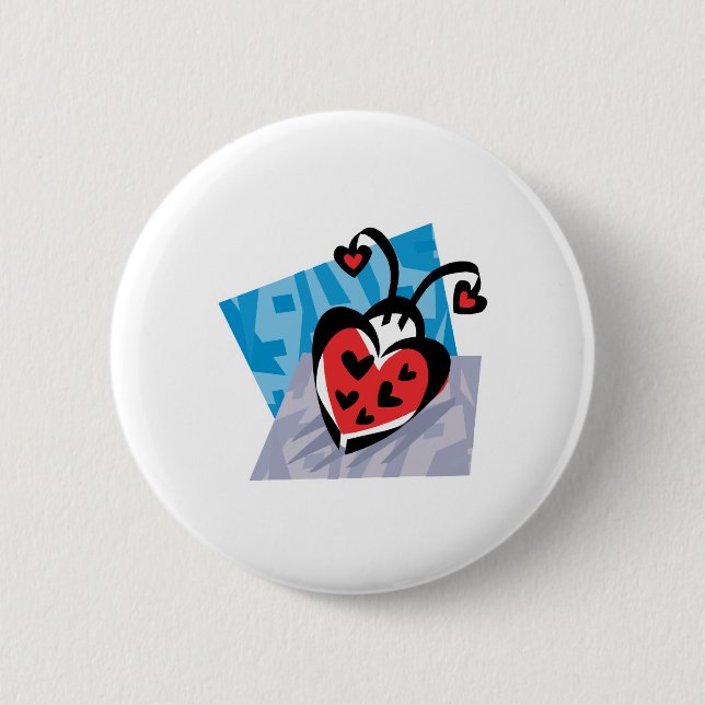 heart shaped ladybug pinback button (Front)