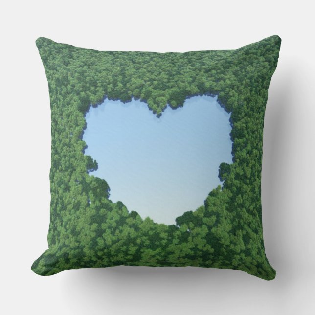 Heart-Shaped Lake Throw Pillow (Front)
